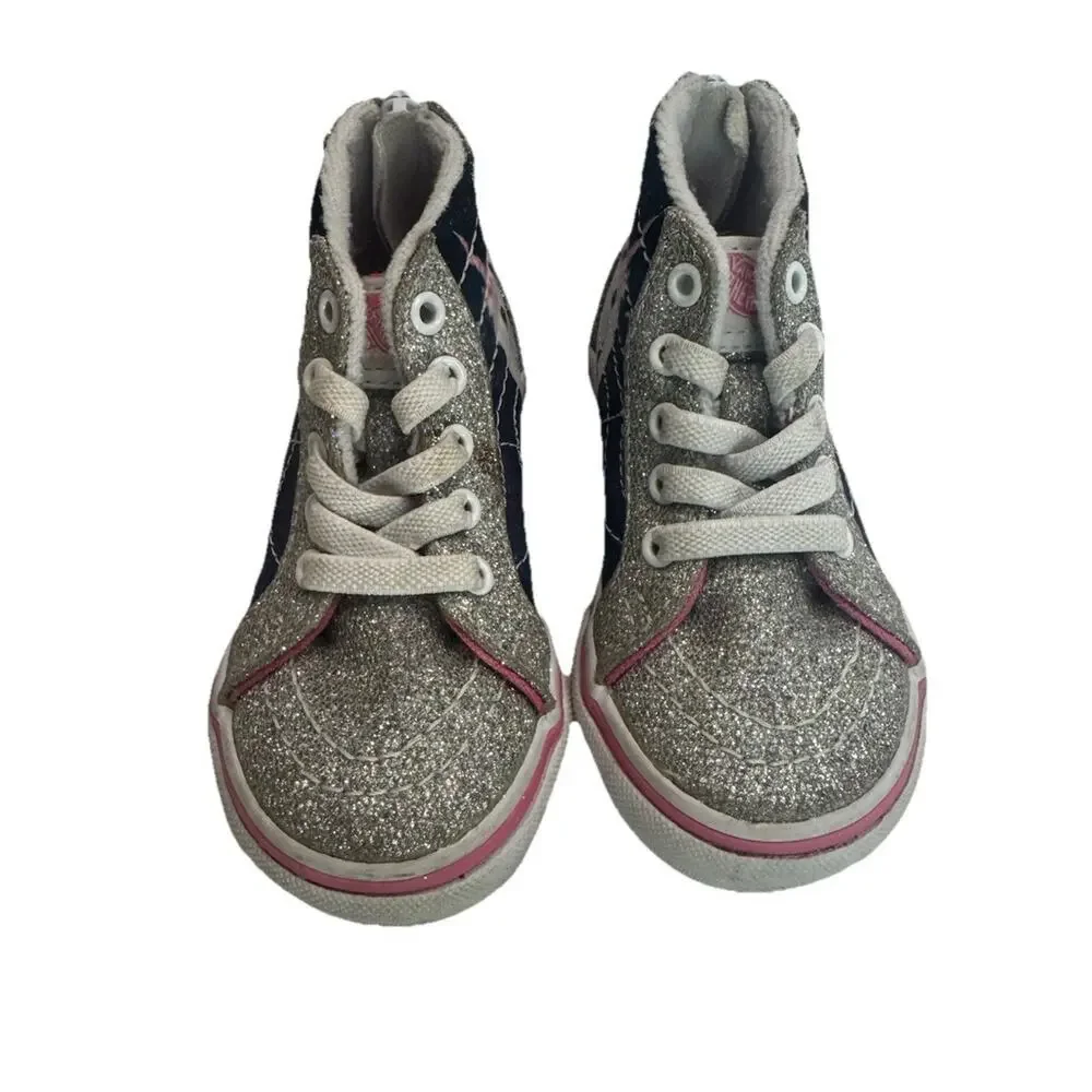 Vans Unicorn Glitter High Top Sneakers Girls Size 5 Toddler Pink Silver